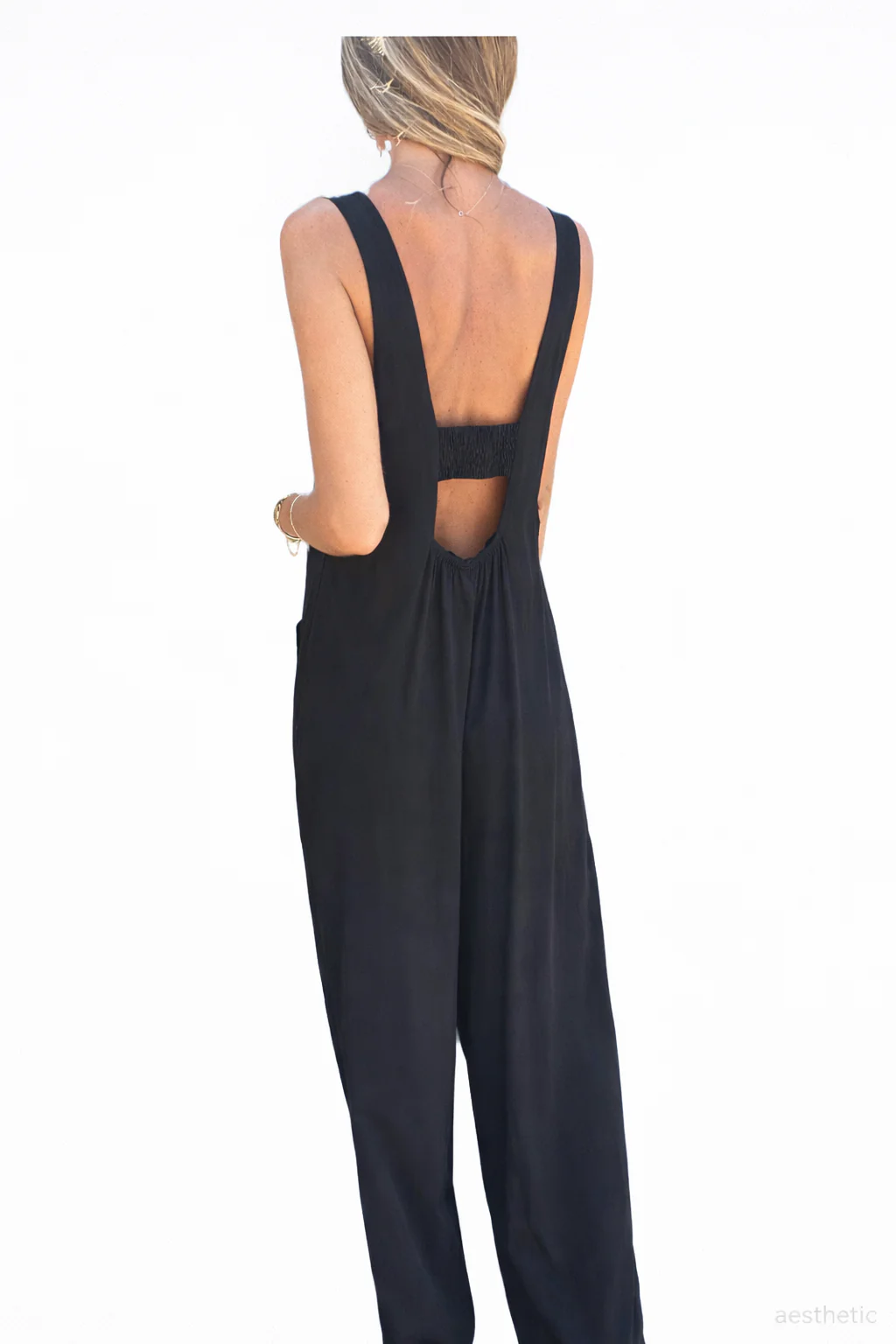 Women’s Wide-Leg Jumpsuit – Sleeveless Button Front – Relaxed Fit - Image 4