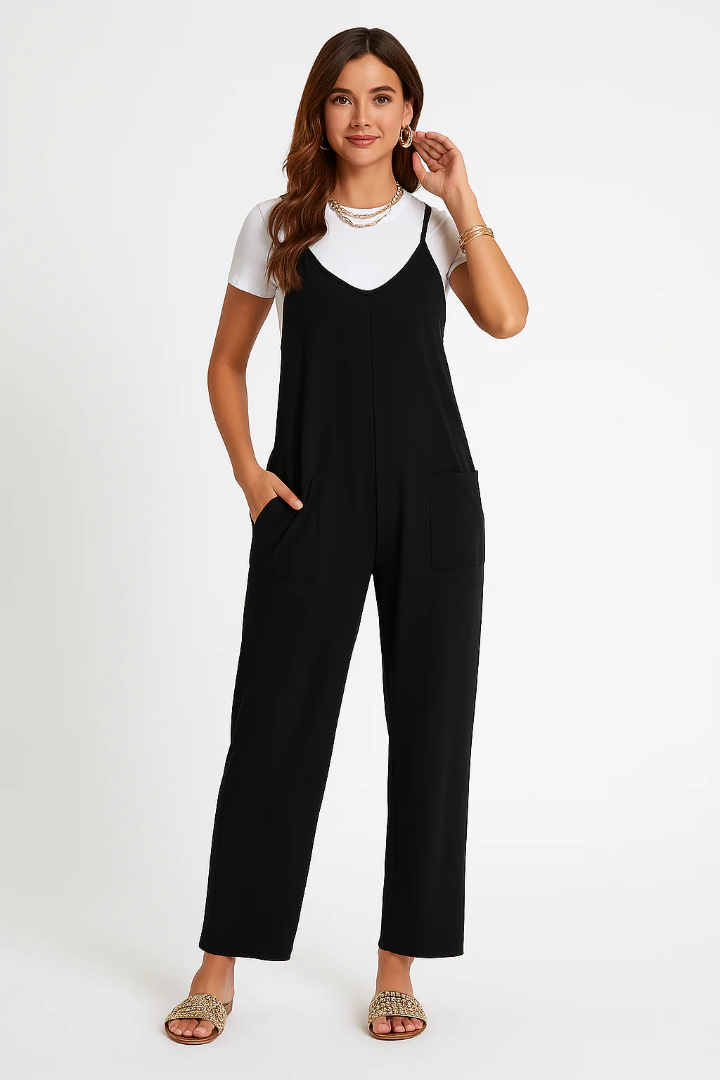 Women's Jumpsuit – Wide Legs – Relaxed Fit – Sleeveless – Soft Breathable Fabric - Image 2