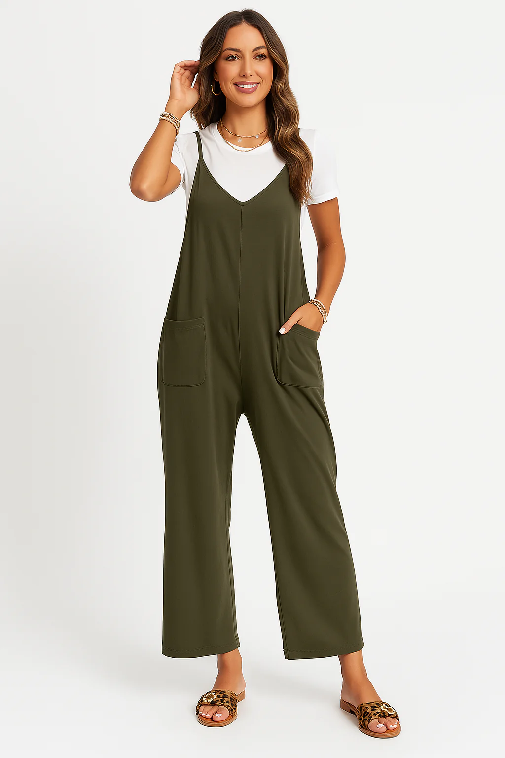 Women's Jumpsuit – Wide Legs – Relaxed Fit – Sleeveless – Soft Breathable Fabric - Image 3