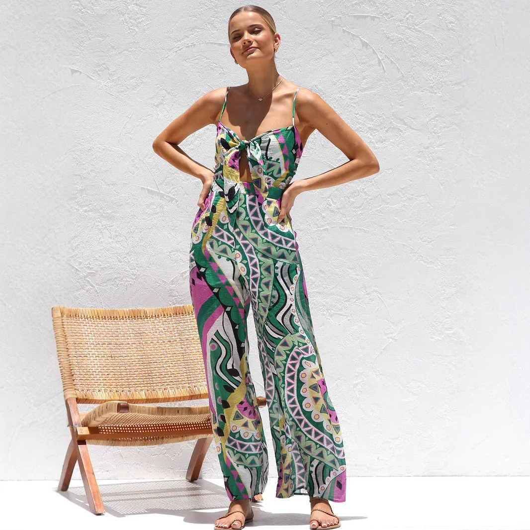 Women's Jumpsuit – Wide Legs – Spaghetti Straps – Cut-Out – Breathable Comfort - Image 2