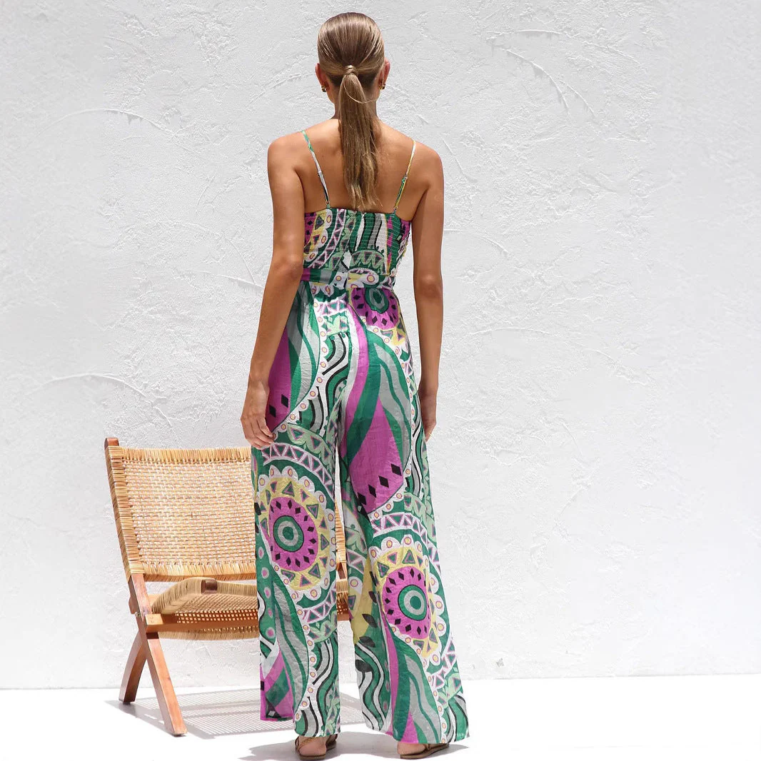 Women's Jumpsuit – Wide Legs – Spaghetti Straps – Cut-Out – Breathable Comfort - Image 4