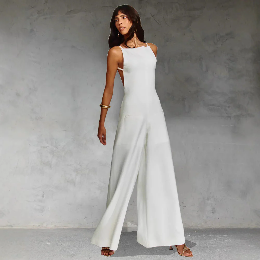 Women's Jumpsuit Without Sleeves – Wide Legs – Relaxed Fit – Breathable Fabric - Image 2