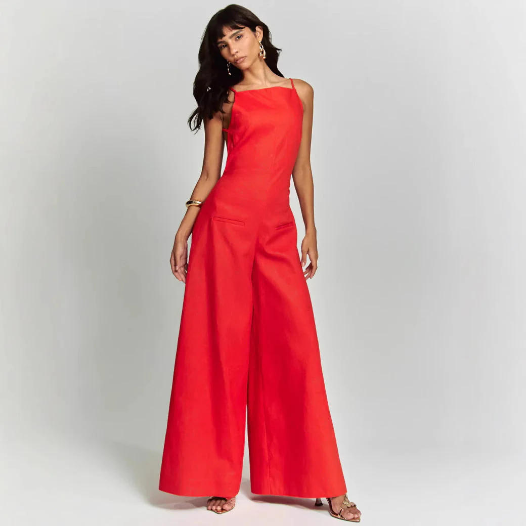 Women's Jumpsuit Without Sleeves – Wide Legs – Relaxed Fit – Breathable Fabric - Image 3