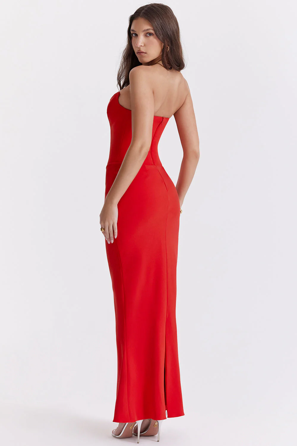 Ladies Dress Corset Model – Strapless – Luxurious Shiny Fabric – Fitted – Maxi Formal Wear - Image 4