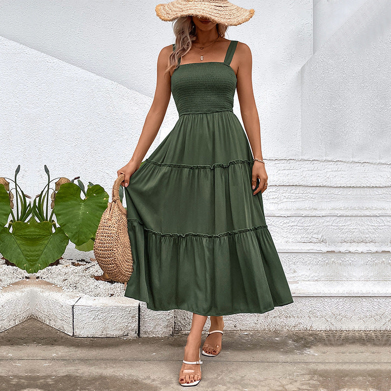 Ladies Dress – Sleeveless – Smocktop – Layered Midi Skirt – Airy Cotton - Image 3