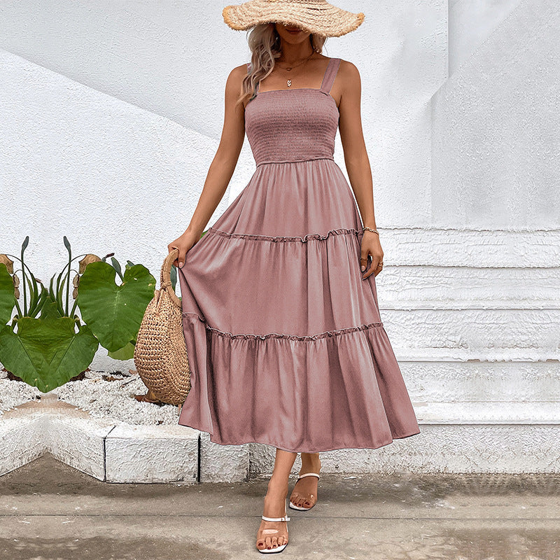 Ladies Dress – Sleeveless – Smocktop – Layered Midi Skirt – Airy Cotton - Image 4