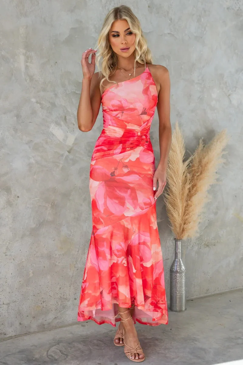 Women's Dress – One-Shoulder – Elegant A-line – Pleated Waist – Luxury Fabric - Image 2