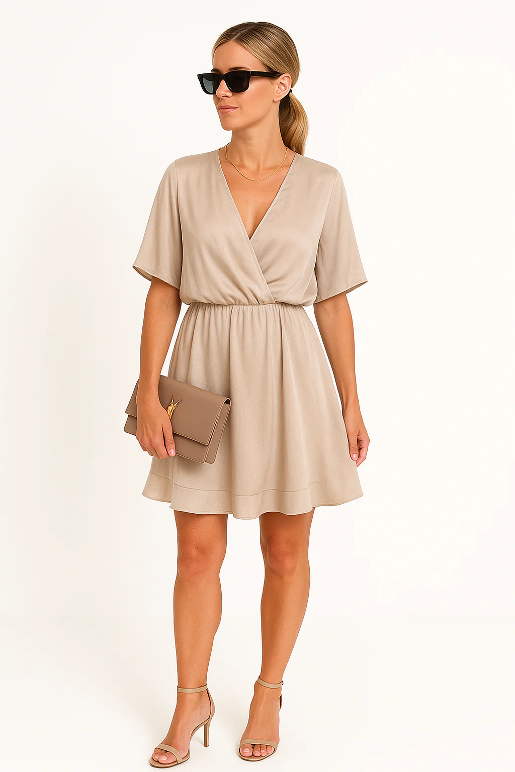 Women's Dress – Relaxed Fit – Asymmetrical Hem – Batwing Sleeves – Breathable Fabric - Image 4
