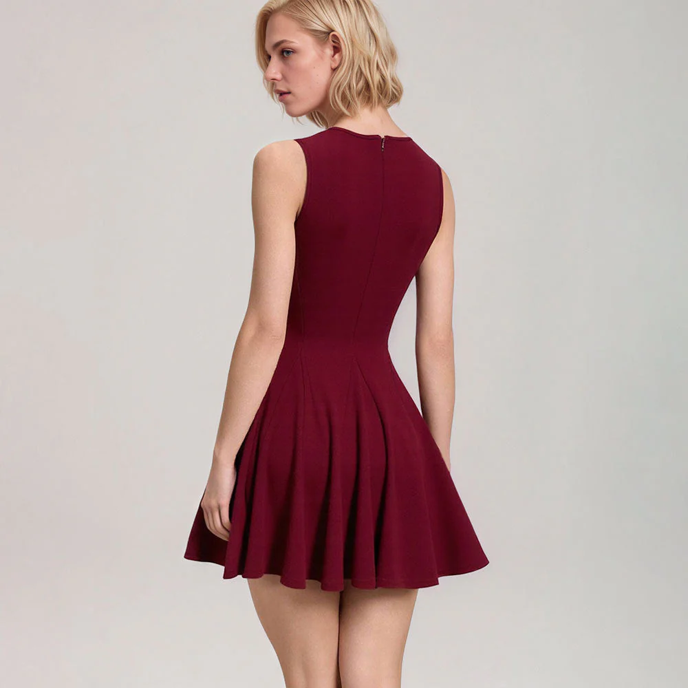 Ladies Dress Sleeveless – Fit and Flare – Bow Detail – Keyhole Neck – Mini Length - Image 3