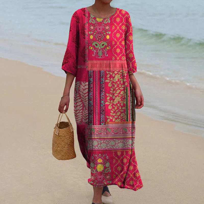 Ladies Kaftan Dress – Relaxed Fit – Bohemian Style – Natural Textile – Ankle Length - Image 2