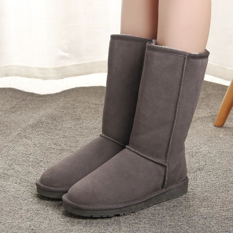 Women's knee-high boots – Suede look – Faux fur – Flat sole – Casual fit