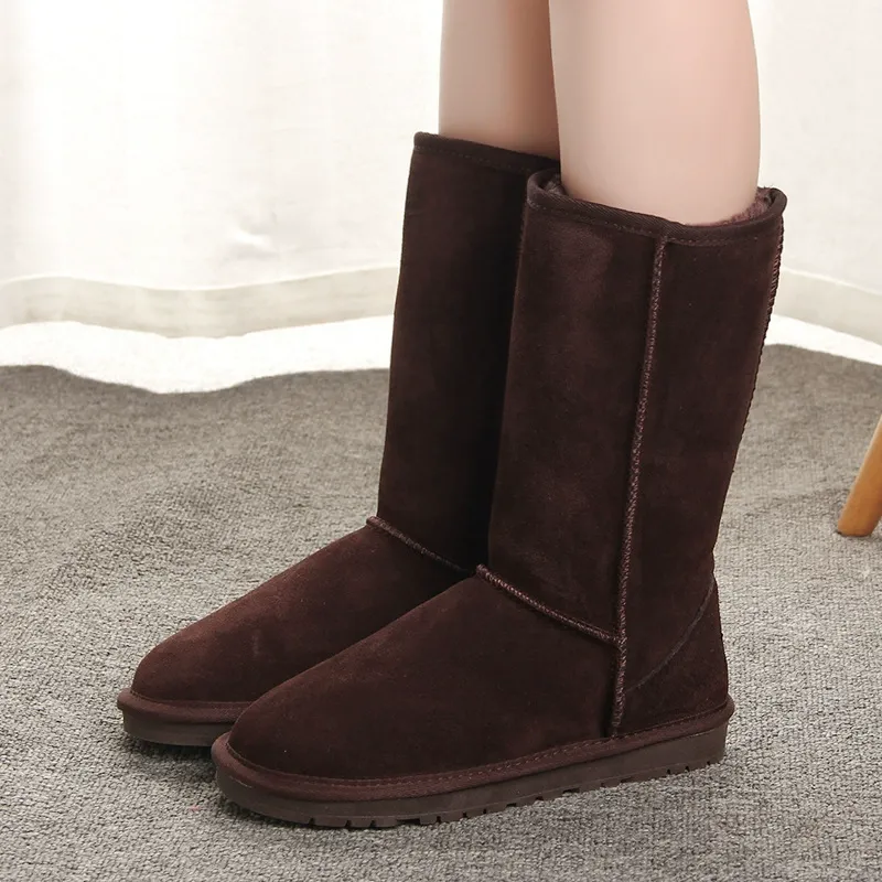 Women's knee-high boots – Suede look – Faux fur – Flat sole – Casual fit - Image 2