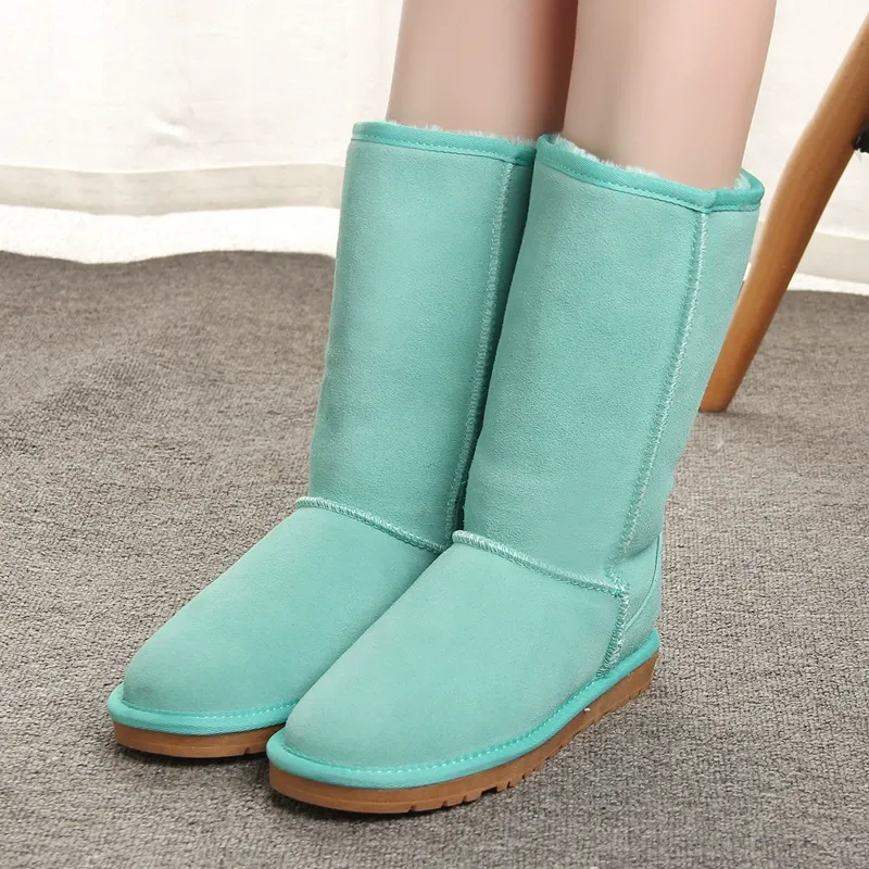 Women's knee-high boots – Suede look – Faux fur – Flat sole – Casual fit - Image 3