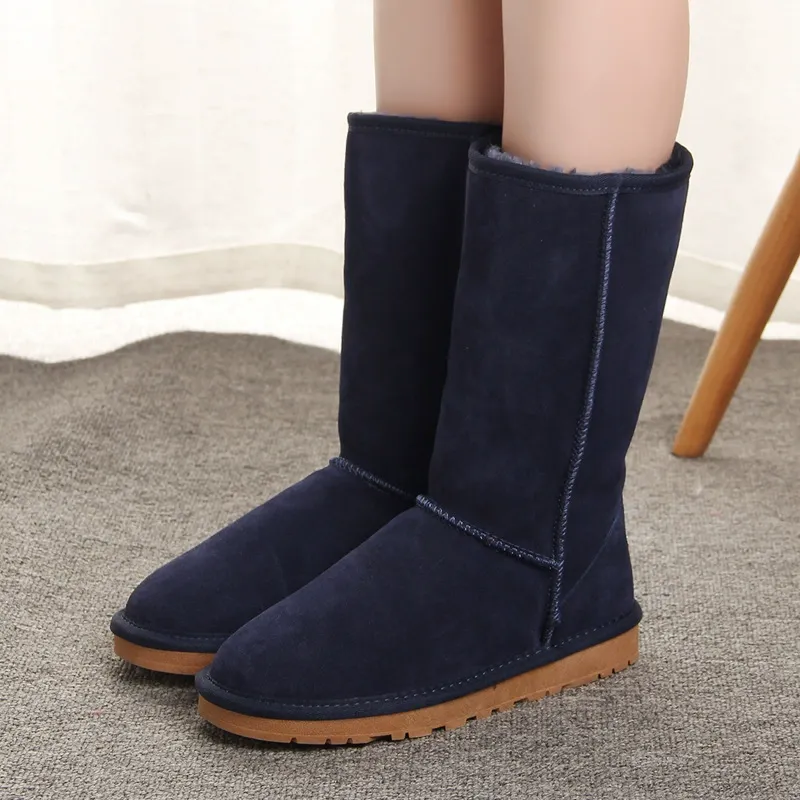 Women's knee-high boots – Suede look – Faux fur – Flat sole – Casual fit - Image 4
