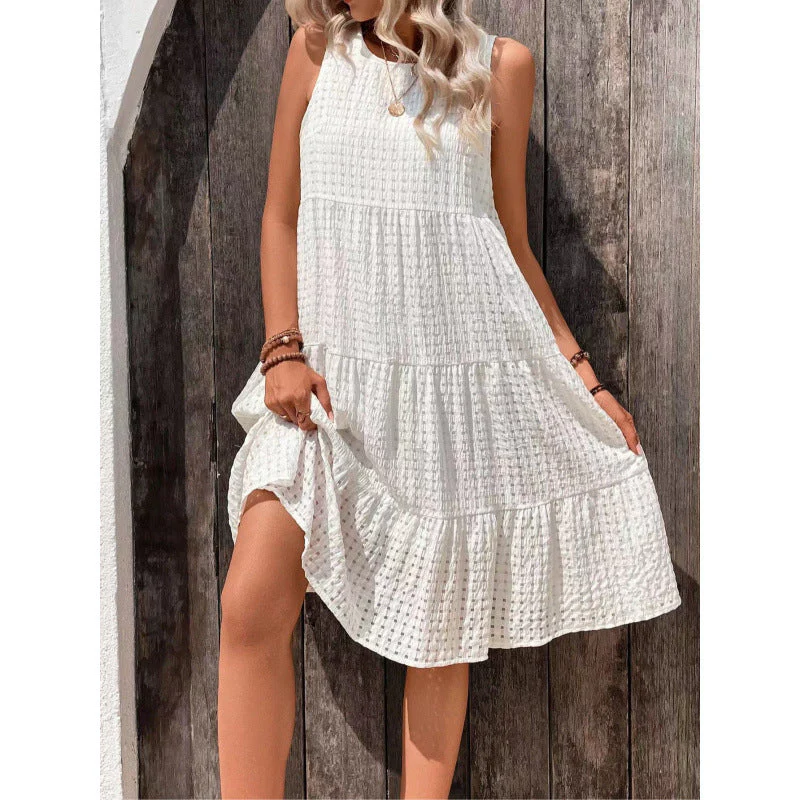 Ladies Short Dress – Sleeveless – Loose-Fitting Model – Layered Look – Airy Fabric - Image 2