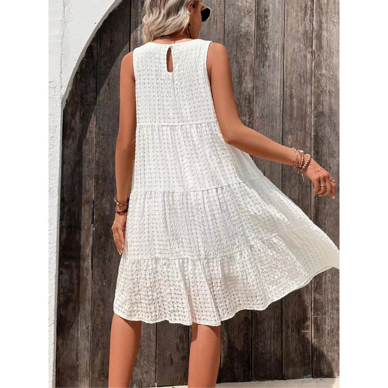 Ladies Short Dress – Sleeveless – Loose-Fitting Model – Layered Look – Airy Fabric - Image 3