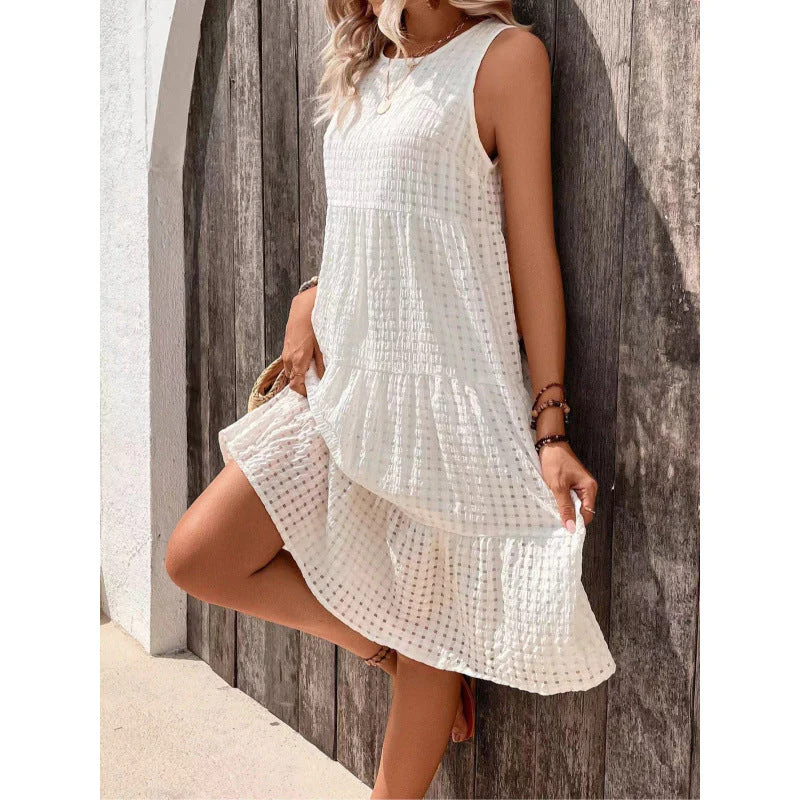 Ladies Short Dress – Sleeveless – Loose-Fitting Model – Layered Look – Airy Fabric - Image 4