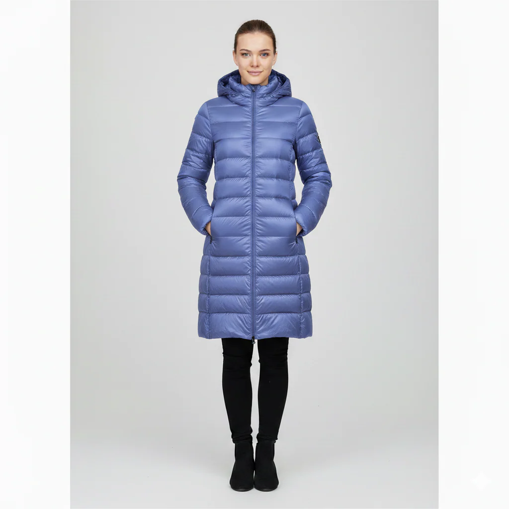 Women's Jacket - Lightweight Mid-Length Down - Slim Fit - Hooded - Image 3