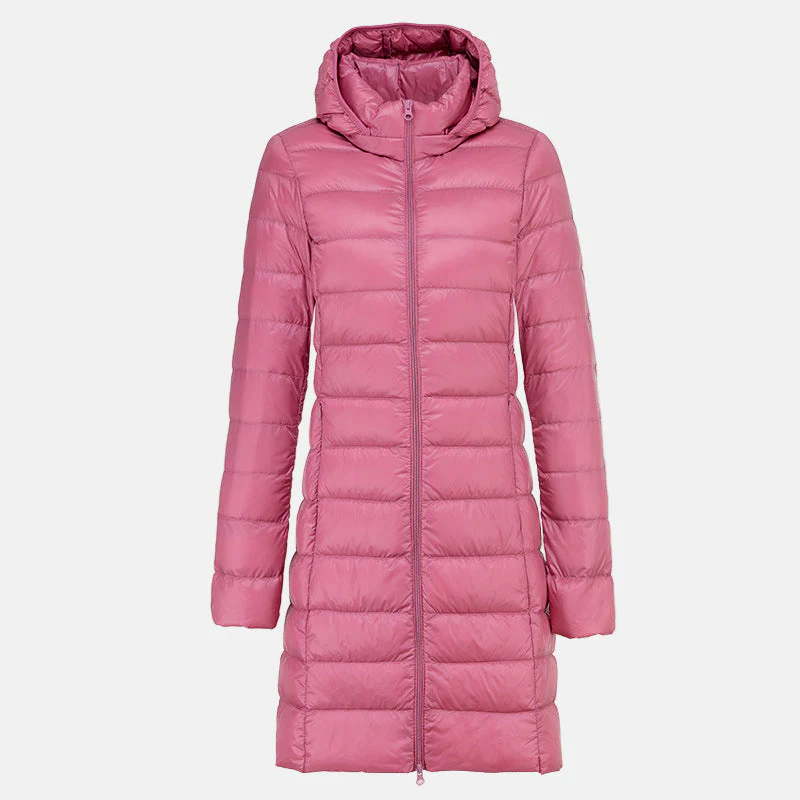 Women's Jacket - Lightweight Mid-Length Down - Slim Fit - Hooded - Image 6