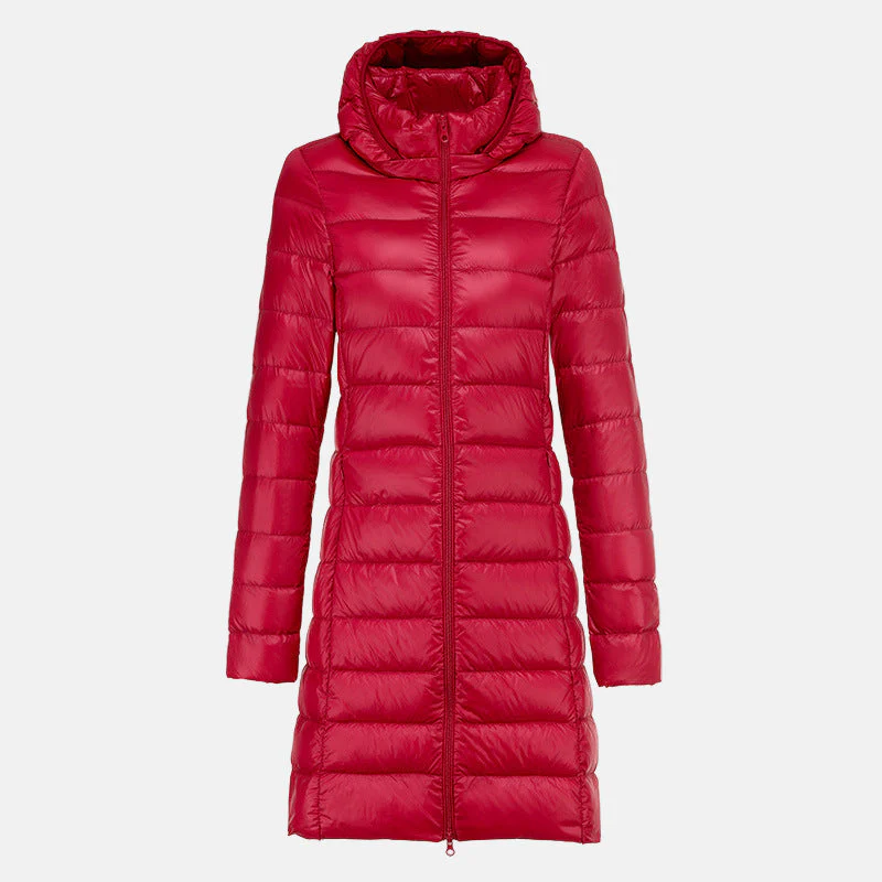 Women's Jacket - Lightweight Mid-Length Down - Slim Fit - Hooded - Image 8