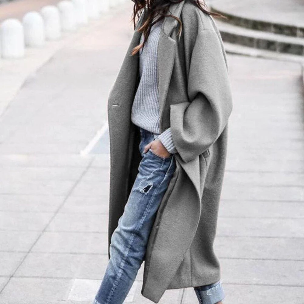 Women's Long Coat – Wool Mix – Oversized Fit – Open Front – Casual Look - Image 3