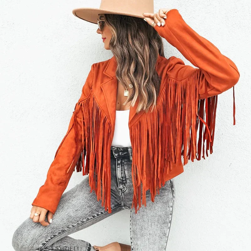 Women's Leather Jacket – Tailored Fit – Fringe Details – Hip-Length Casual Look - Image 5