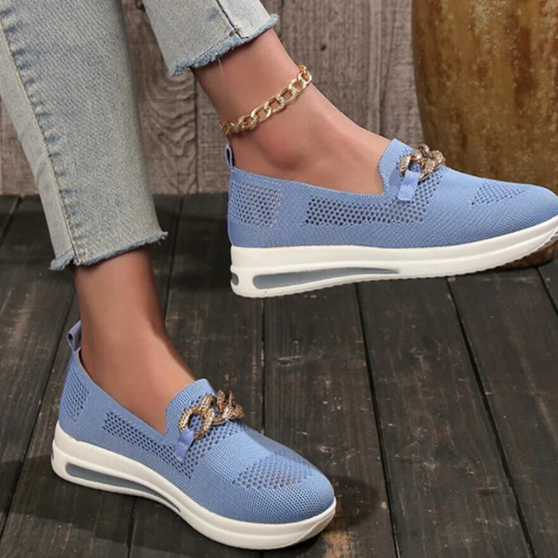 Ladies Loafers – Slip-on Design – Soft Knit – Decorative Chain – Comfortable Casual - Image 4