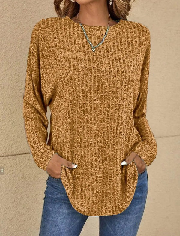 Women's Longsleeve Top – Relaxed Fit – Ribbed Fabric – Hip Length – Casual Wearing Comfort - Image 6