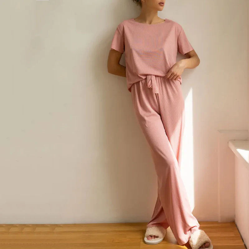 Ladies Lounge Set – Cropped Shirt – Wide Pants – Soft Breathable Tricot - Image 12