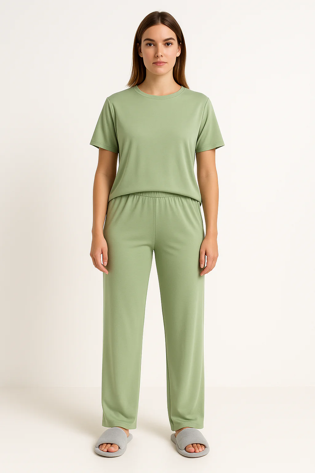 Ladies Lounge Set – Cropped Shirt – Wide Pants – Soft Breathable Tricot - Image 5