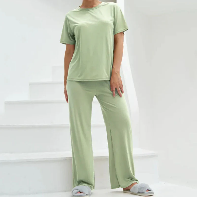 Ladies Lounge Set – Cropped Shirt – Wide Pants – Soft Breathable Tricot - Image 9