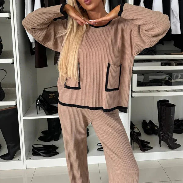 Ladies Loungewear Set – Ribbed Fabric – Oversized Fit – Contrasting Trim - Image 3
