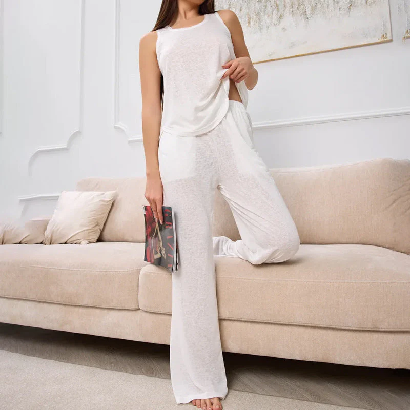 Women's Loungewear Set – Sleeveless Top – Elastic Waistband Pants – Soft Breathable Fabric - Image 2