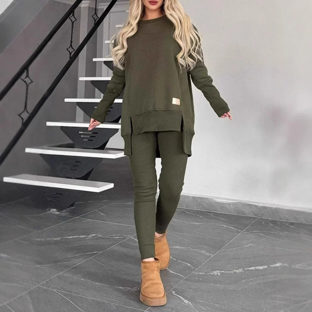 Women's Loungewear Set – Soft Knit – Oversized Top – Slim Fit Pants – Ribbed Cuffs - Image 2