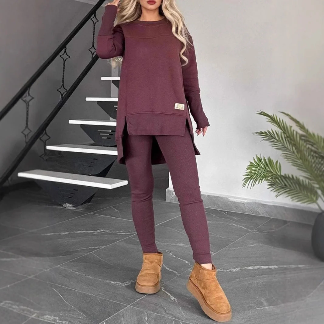 Women's Loungewear Set – Soft Knit – Oversized Top – Slim Fit Pants – Ribbed Cuffs - Image 3