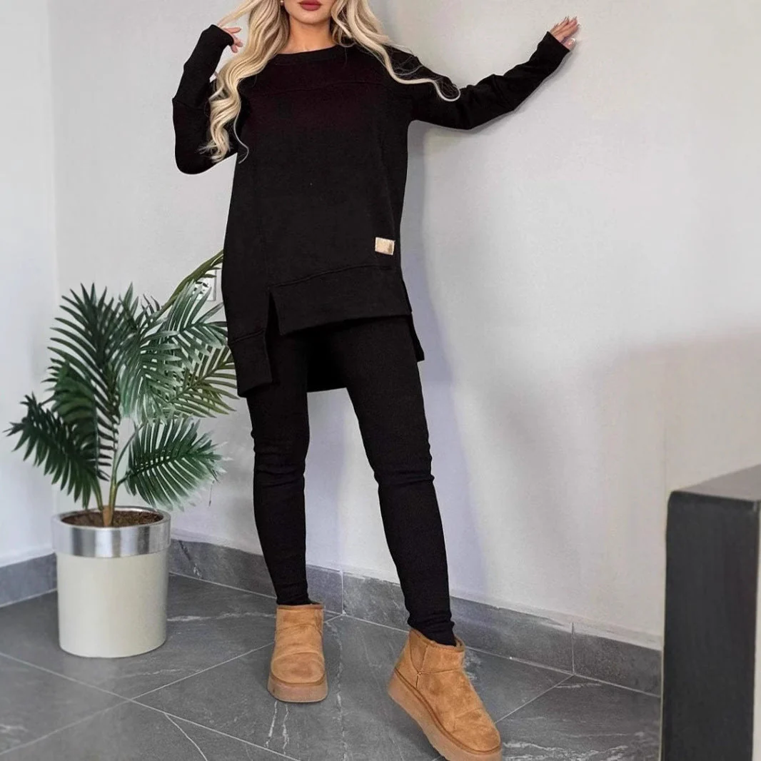 Women's Loungewear Set – Soft Knit – Oversized Top – Slim Fit Pants – Ribbed Cuffs - Image 4