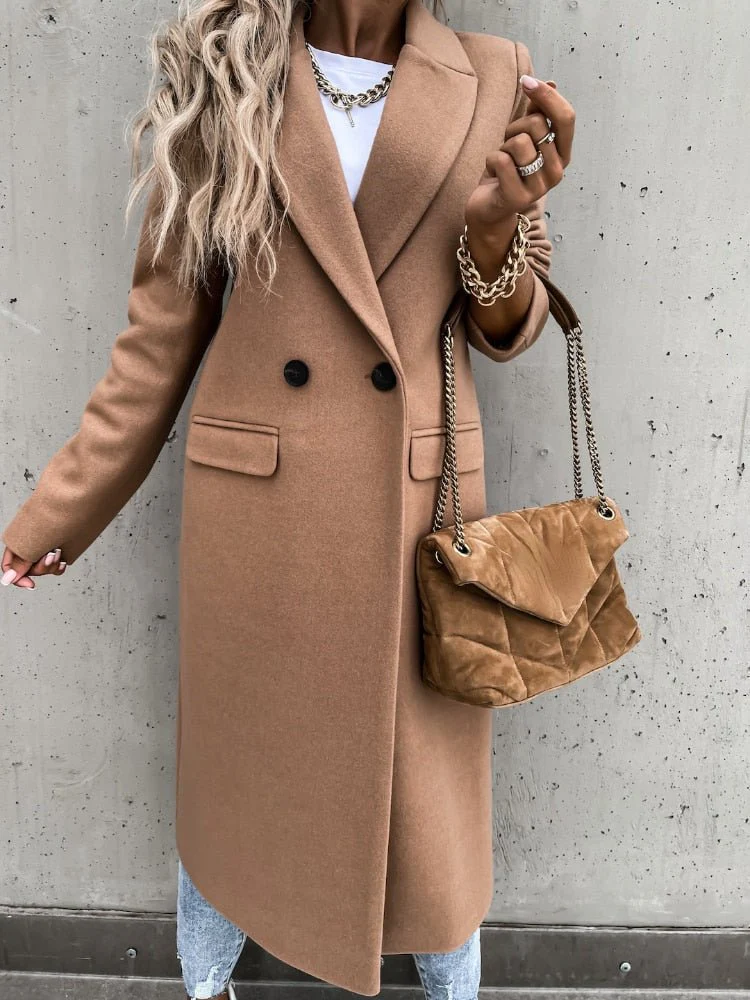 Ladies Coat – Wool – Tailored Fit – Ankle Length – Double Button Closure - Image 2