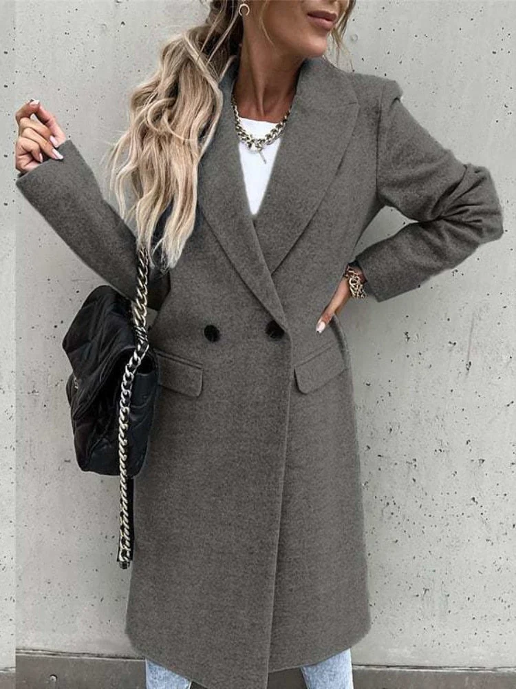 Ladies Coat – Wool – Tailored Fit – Ankle Length – Double Button Closure - Image 4