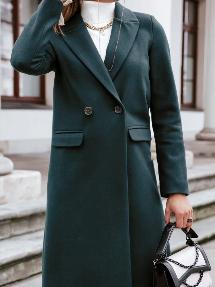 Ladies Coat – Wool – Tailored Fit – Ankle Length – Double Button Closure - Image 5