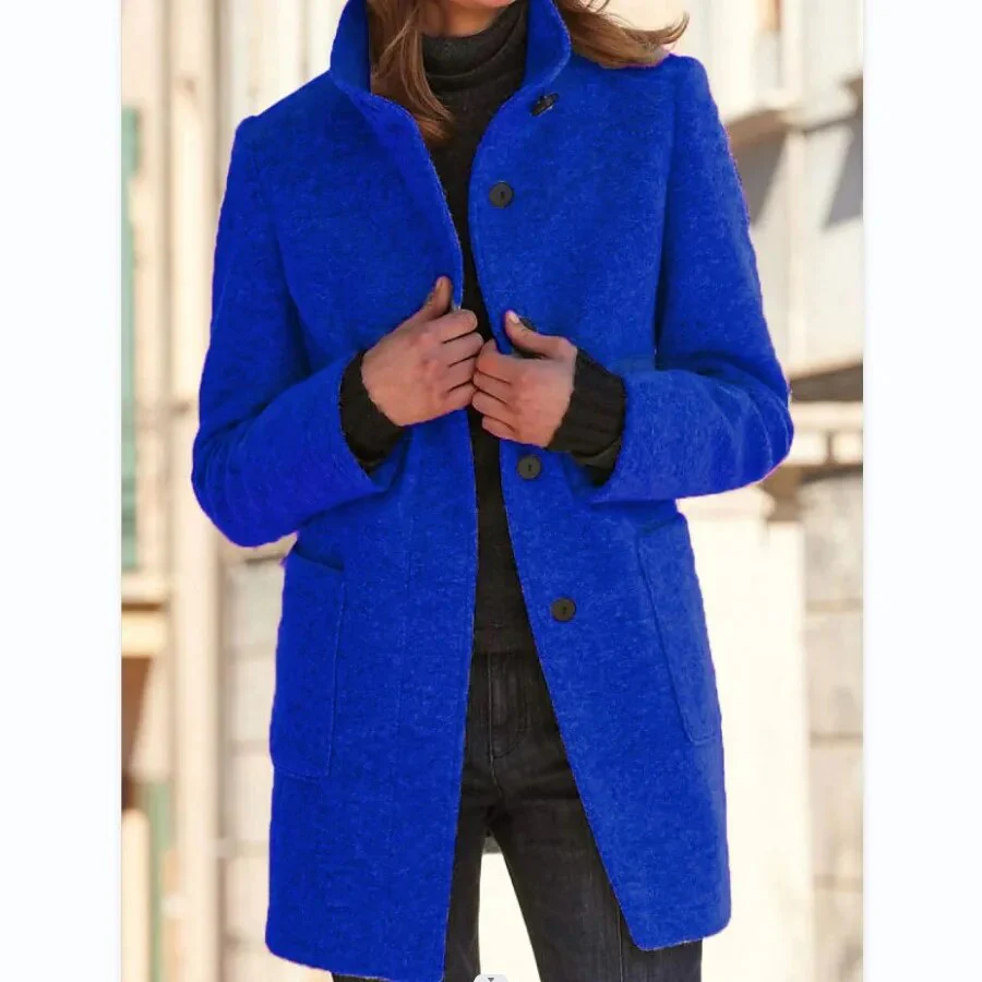Women's Coat – Wool – Tailored Fit – High Collar – Mid-Length – Elegant Look - Image 5