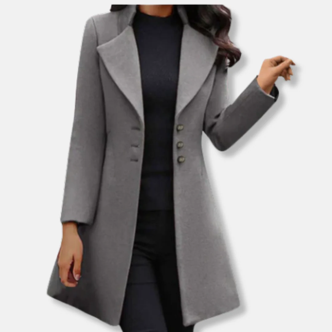 Women's Coat – Wool – Slim Fit – Mid-Length – Double-Breasted Closure – Notched Lapel - Image 2