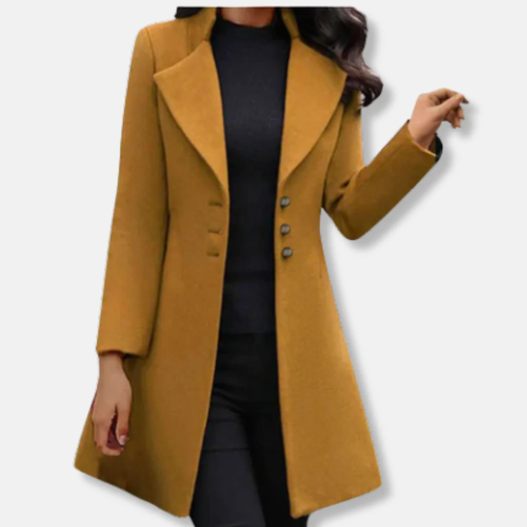 Women's Coat – Wool – Slim Fit – Mid-Length – Double-Breasted Closure – Notched Lapel - Image 3
