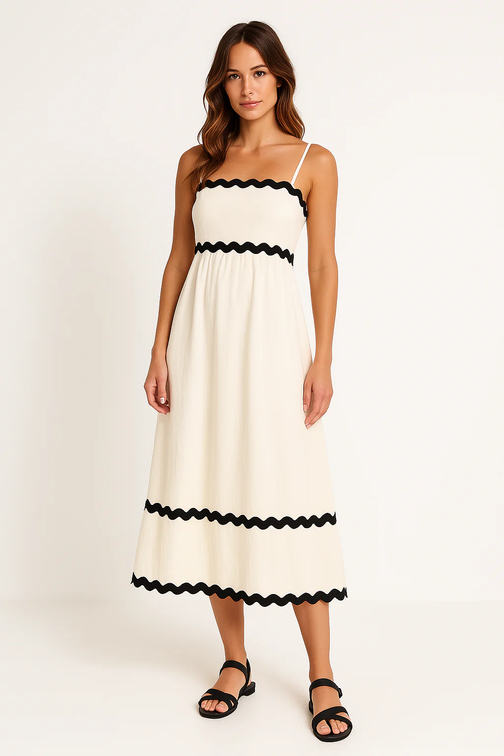 Ladies Maxi Dress – A-line Fit – Strapless with Spaghetti Straps – Cotton – Boho Style - Image 2