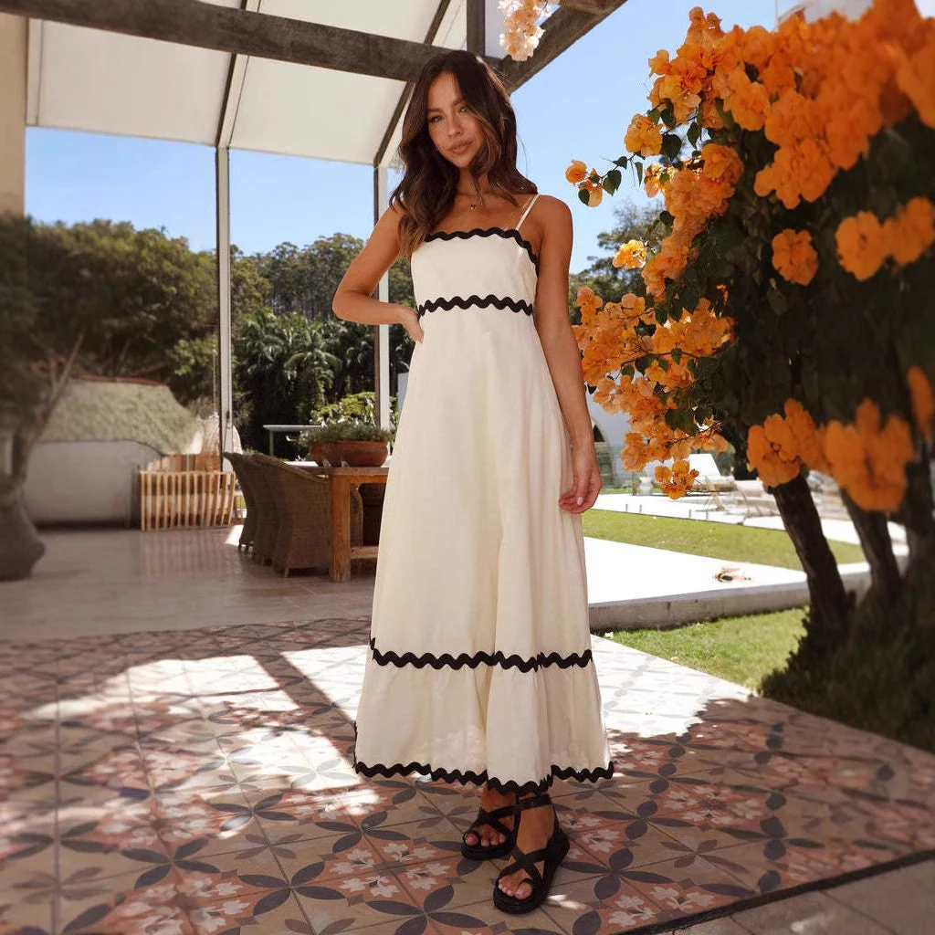 Ladies Maxi Dress – A-line Fit – Strapless with Spaghetti Straps – Cotton – Boho Style - Image 3