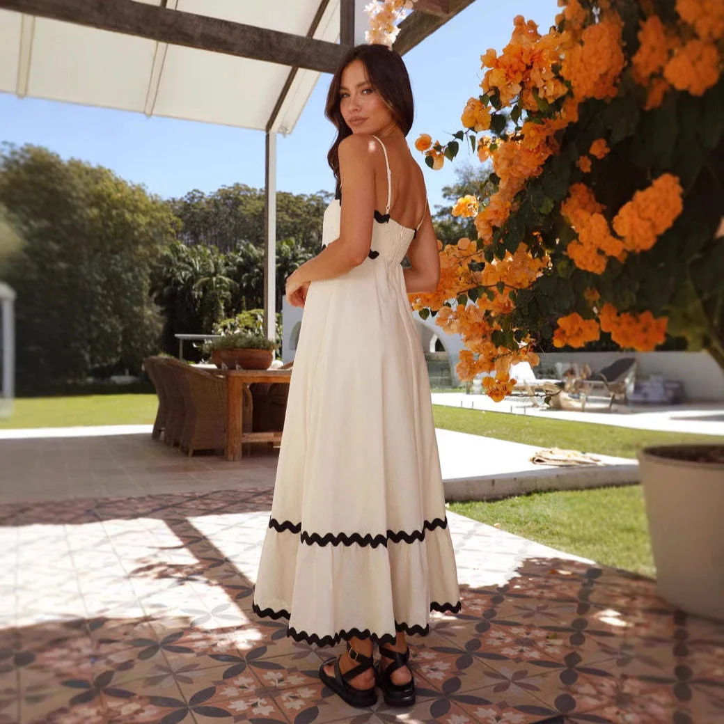 Ladies Maxi Dress – A-line Fit – Strapless with Spaghetti Straps – Cotton – Boho Style - Image 4
