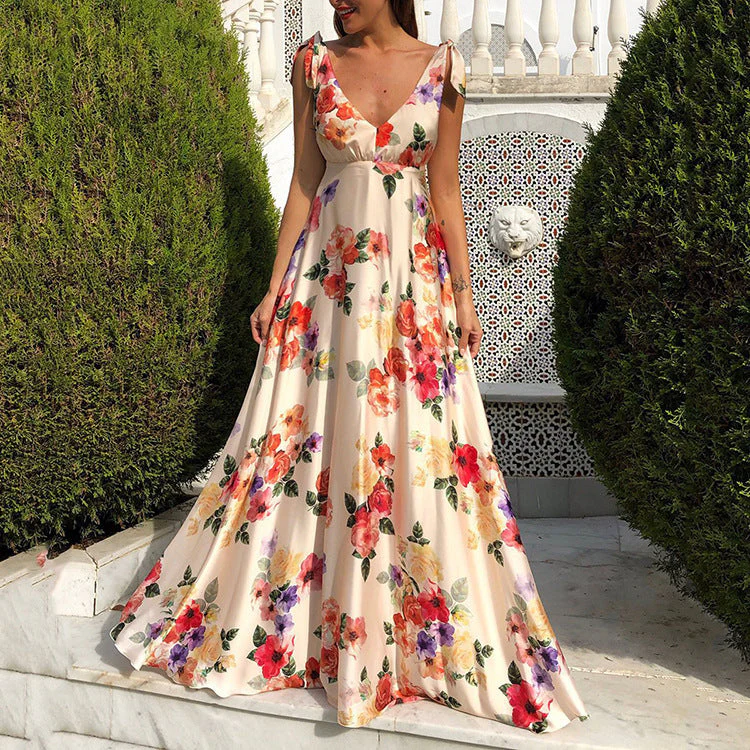 Ladies Maxi Dress – Floral Print – Sleeveless – Open Back – Flowy Elegant Fit - Image 3