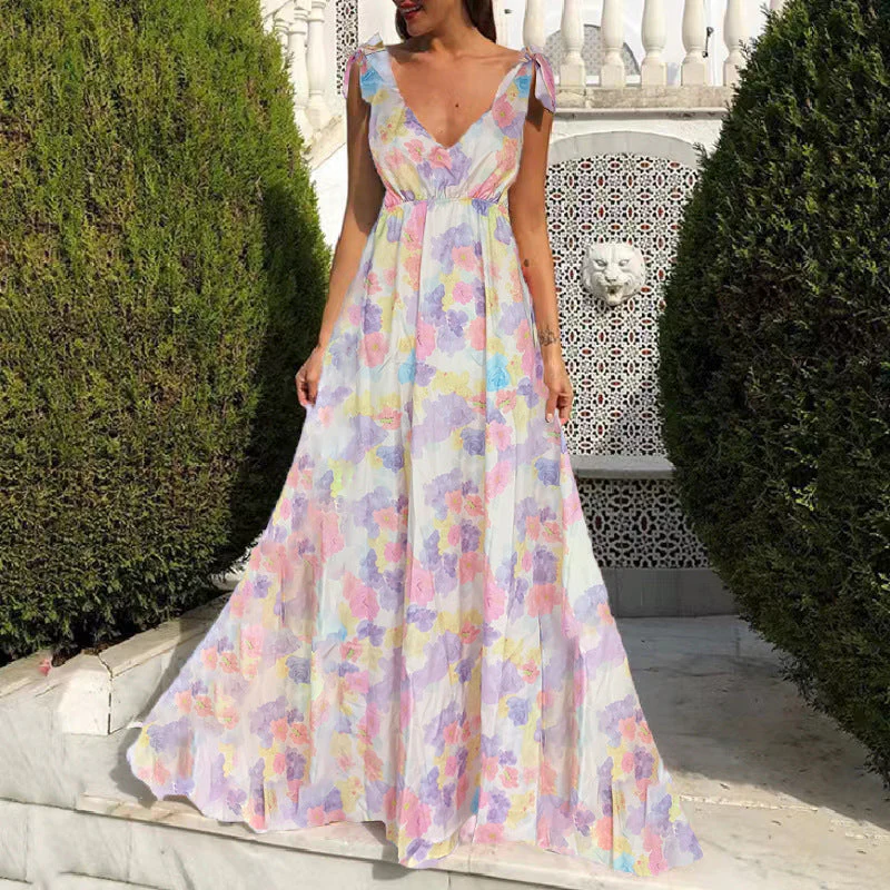 Ladies Maxi Dress – Floral Print – Sleeveless – Open Back – Flowy Elegant Fit - Image 4
