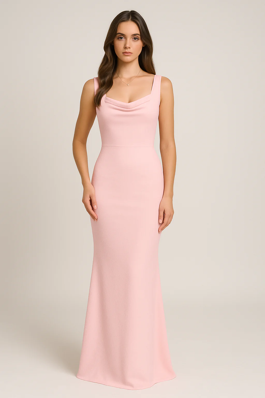 Ladies Maxi Dress – Bodycon Fit – Sleeveless – Draped Neckline – Elegant Look - Image 3
