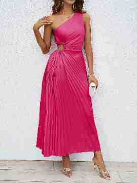 Ladies Maxi Dress – One Shoulder – Elegant Fit – Ruffled Waist – Cut-Out Detail - Image 3