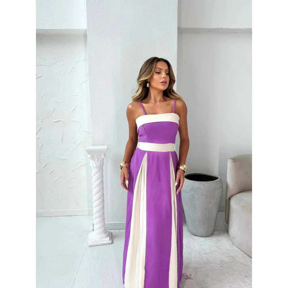 Women's Maxi Dress – Figure-Hugging Bodice – A-line Silhouette – Elegant Panels - Image 4